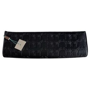 NEW NWT Axel Zebra Pattern Embossed Faux Leather Clutch, Black